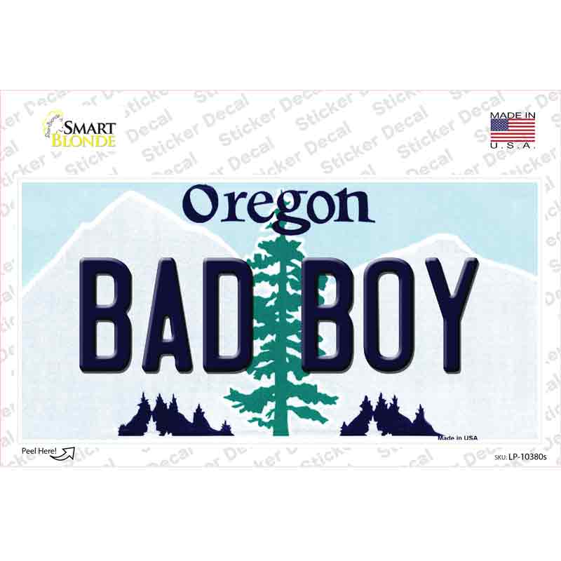 LP-10380s-M 6 x 3 in. Bad Boy Oregon Novelty Sticker Decal - Medium