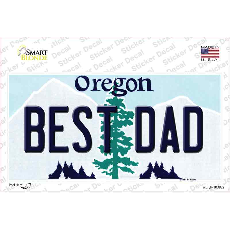 LP-10382s-M 6 x 3 in. Best Dad Oregon Novelty Sticker Decal - Medium