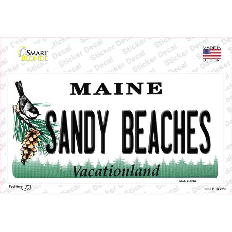 LP-10398s-M 6 x 3 in. Sandy Beaches Maine Novelty Sticker Decal - Medium