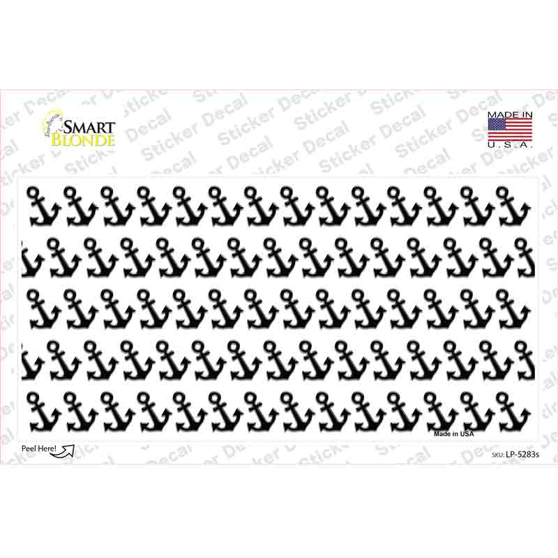 LP-5283s-M 6 x 3 in. White Black Anchor Novelty Sticker Decal - Medium