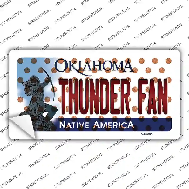 LP-10868s-S 3 x 1.5 in. Thunder Fan Oklahoma Novelty Sticker Decal - Small