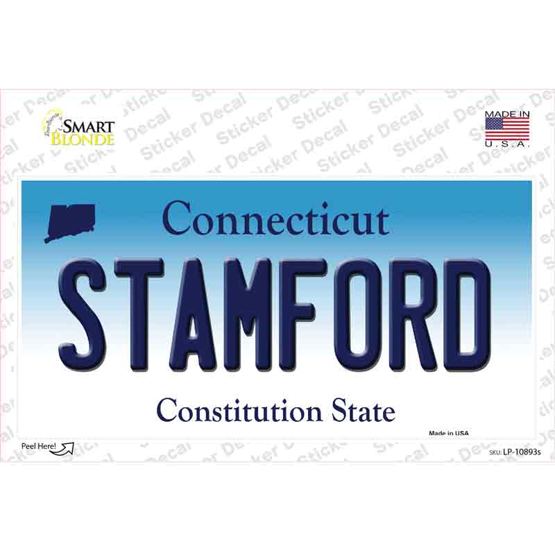 LP-10893s-M 6 x 3 in. Stamford Connecticut Novelty Sticker Decal - Medium