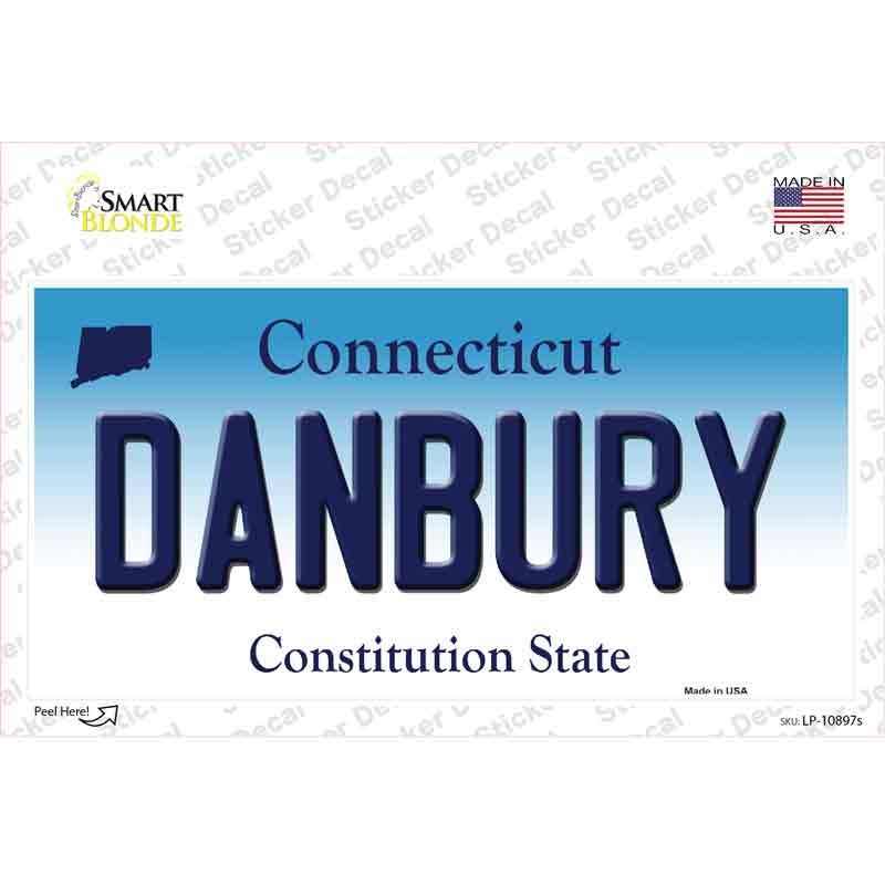 LP-10897s-M 6 x 3 in. Danbury Connecticut Novelty Sticker Decal - Medium