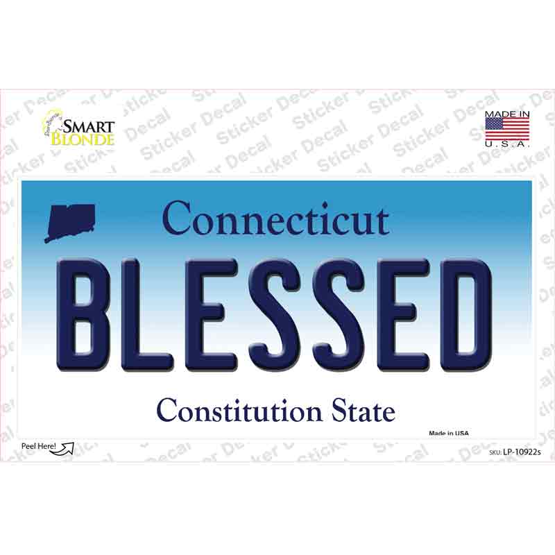 LP-10922s-M 6 x 3 in. Blessed Connecticut Novelty Sticker Decal - Medium