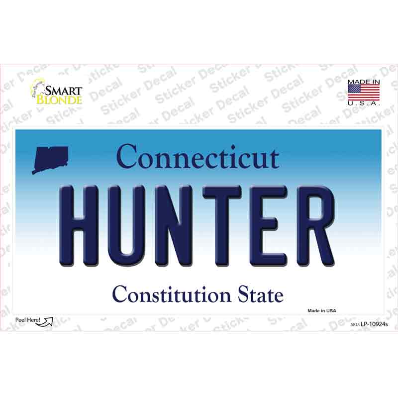 LP-10924s-M 6 x 3 in. Hunter Connecticut Novelty Sticker Decal - Medium