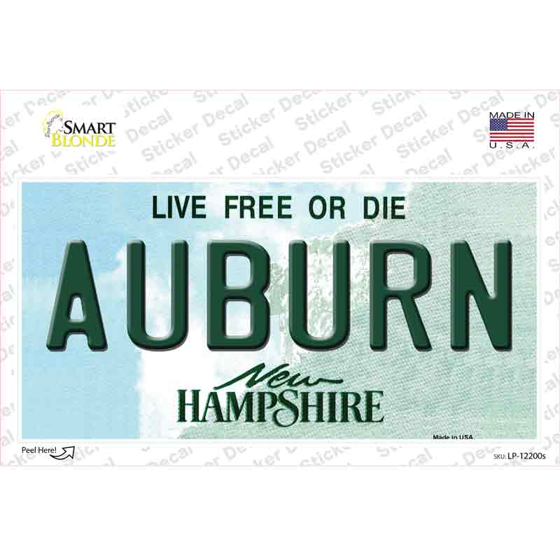 LP-12200s-M 6 x 3 in. Auburn Hampshire Novelty Sticker Decal - Medium