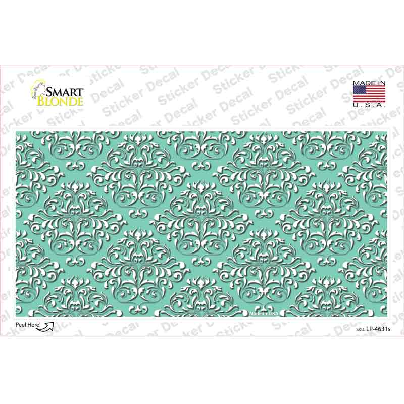 LP-4631s-M 6 x 3 in. Mint White Damask Novelty Sticker Decal - Medium