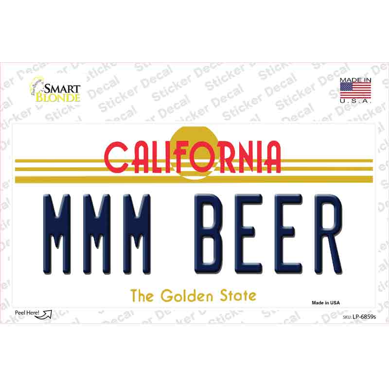LP-6859s-M 6 x 3 in. MMM Beer California Novelty Sticker Decal - Medium