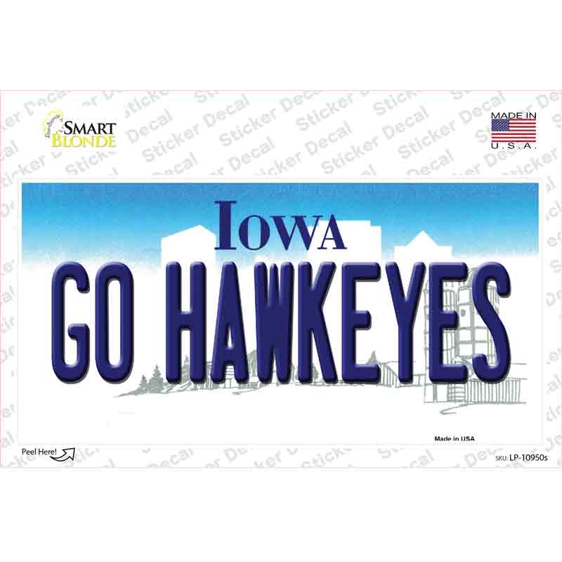 LP-10950s-M 6 x 3 in. Go Hawkeyes Iowa Novelty Sticker Decal - Medium