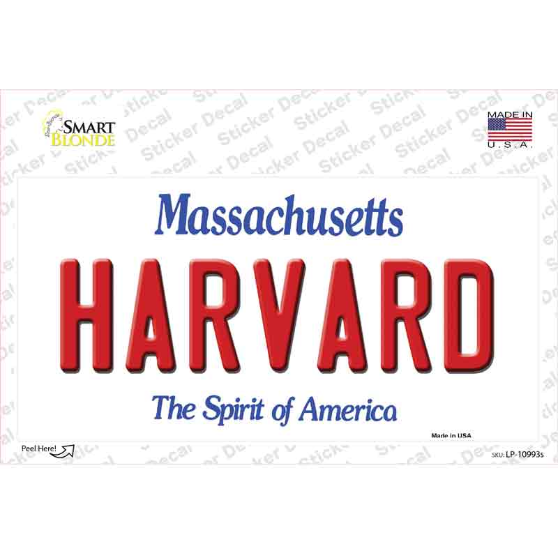 LP-10993s-M 6 x 3 in. Harvard Massachusetts Novelty Sticker Decal - Medium