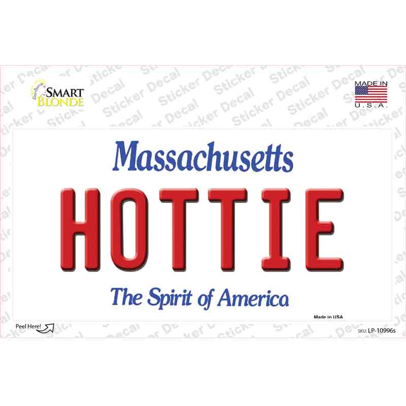 LP-10996s-M 6 x 3 in. Hottie Massachusetts Novelty Sticker Decal - Medium