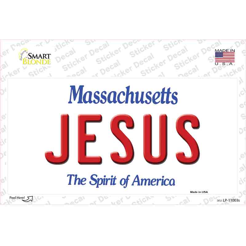 LP-11003s-M 6 x 3 in. Jesus Massachusetts Novelty Sticker Decal - Medium