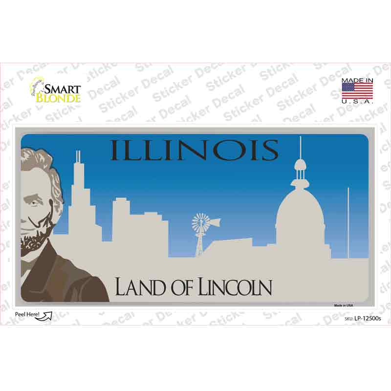 LP-12500s-M 6 x 3 in. Illinois Blank Novelty Sticker Decal - Medium