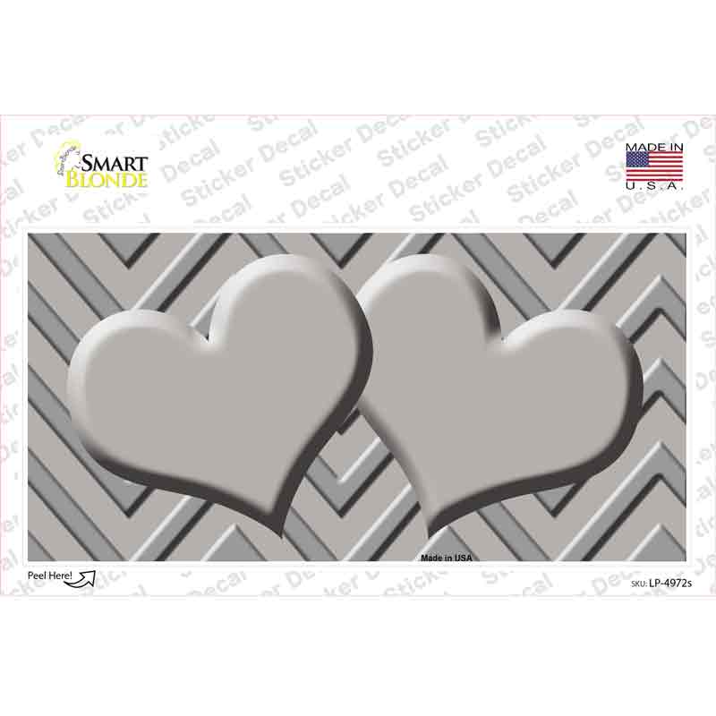LP-4972s-M 6 x 3 in. Grey Light Grey Heart Chevron Novelty Sticker Decal - Medium