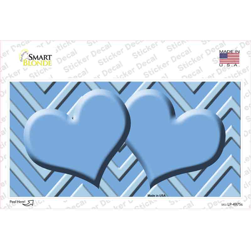 LP-4975s-M 6 x 3 in. Light Blue Lighter Blue Heart Chevron Novelty Sticker Decal - Medium
