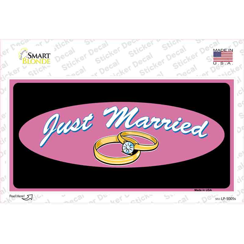 LP-5005s-M 6 x 3 in. Just Married Novelty Sticker Decal - Medium