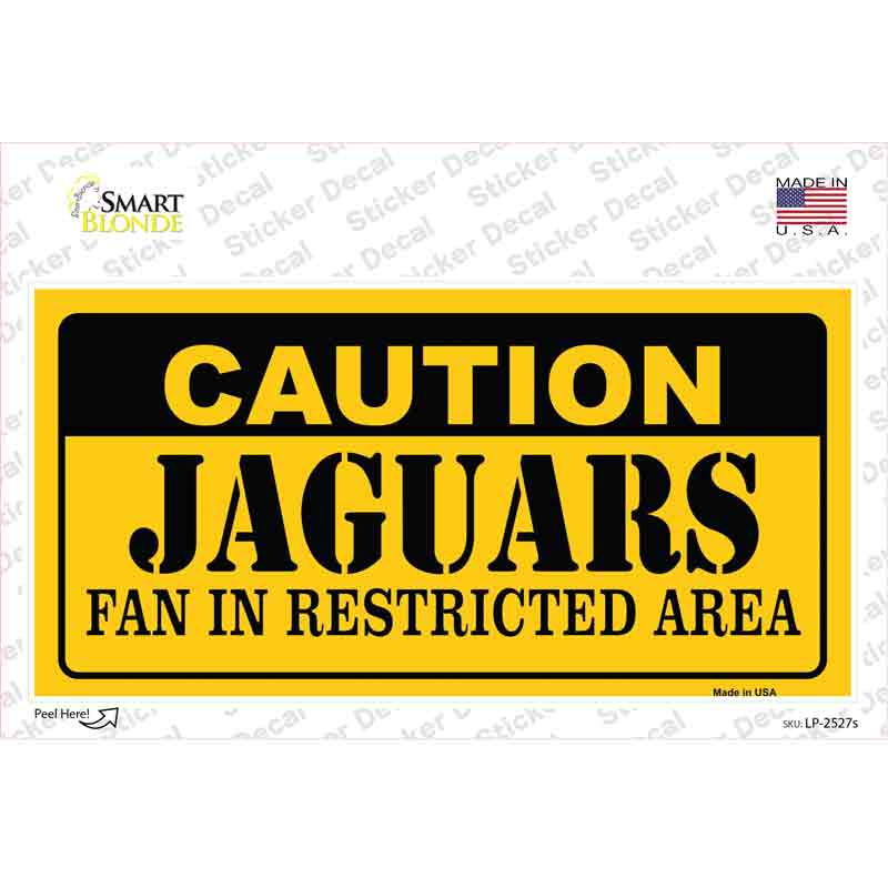 LP-2527s-M 6 x 3 in. Caution Jaguars Novelty Sticker Decal - Medium