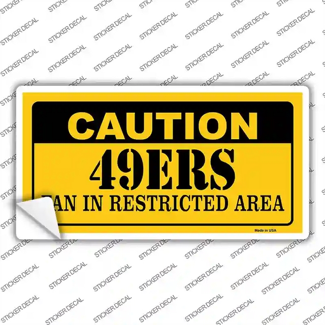 LP-2534s-L 9 x 4.5 in. Caution 49ers Novelty Sticker Decal - Large