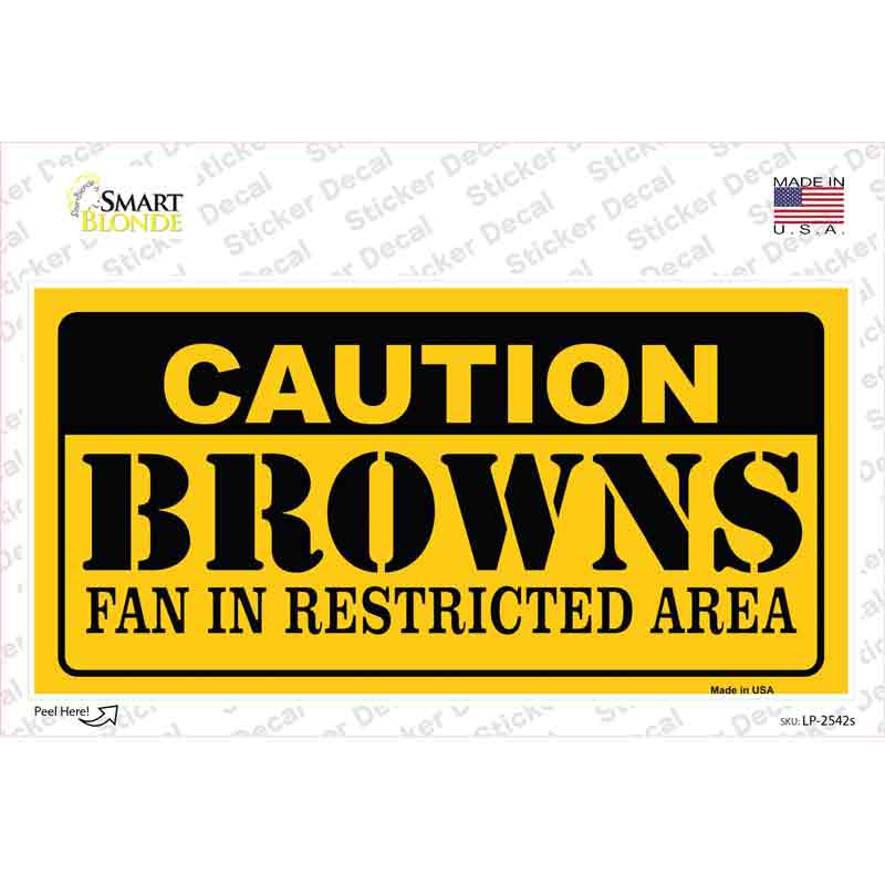 LP-2542s-M 6 x 3 in. Caution Browns Novelty Sticker Decal - Medium