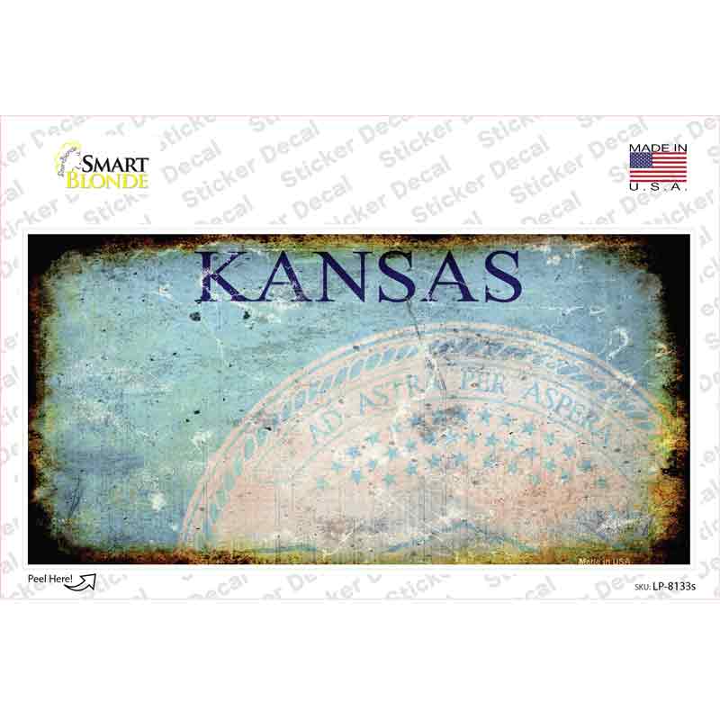 LP-8133s-M 6 x 3 in. Kansas State Rusty Novelty Sticker Decal - Medium