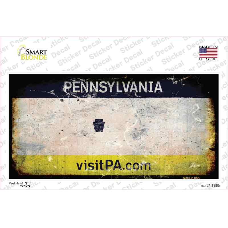 LP-8155s-M 6 x 3 in. Pennsylvania State Rusty Novelty Sticker Decal - Medium