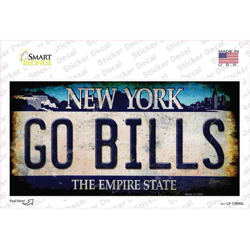LP-13840s-M 6 x 3 in. Go Bills York Rusty Novelty Sticker Decal - Medium