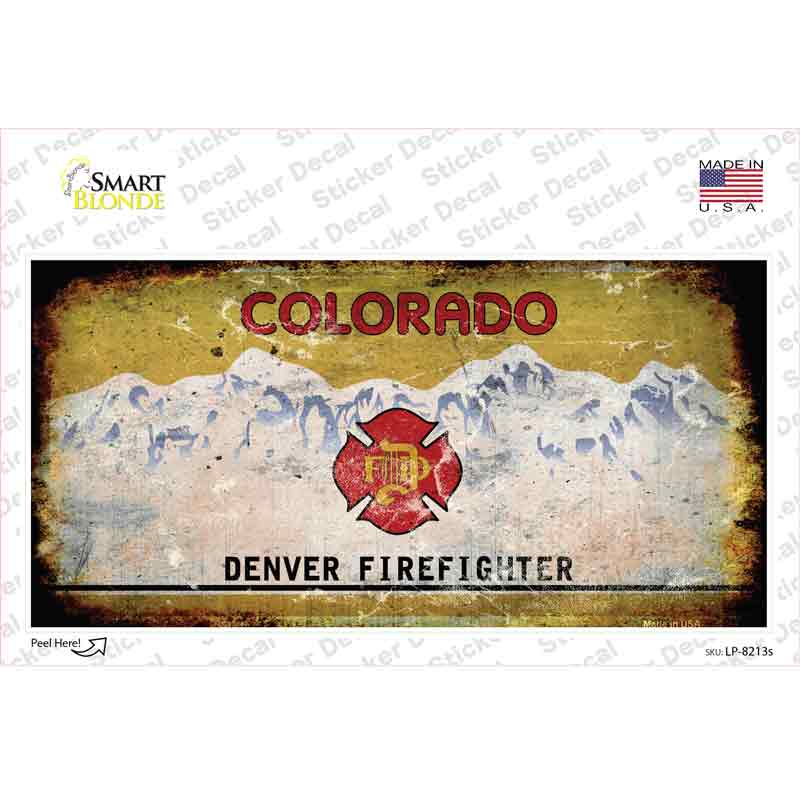 LP-8213s-M 6 x 3 in. Denver Firefighter Rusty Novelty Sticker Decal - Medium