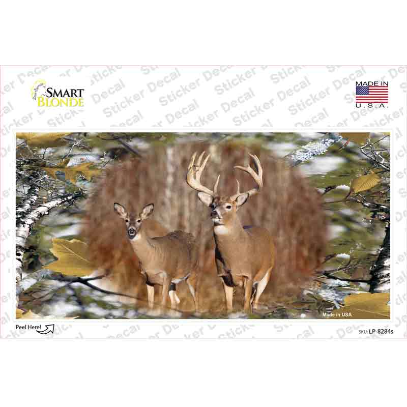 LP-8284s-M 6 x 3 in. Two Deer On Camo Novelty Sticker Decal - Medium
