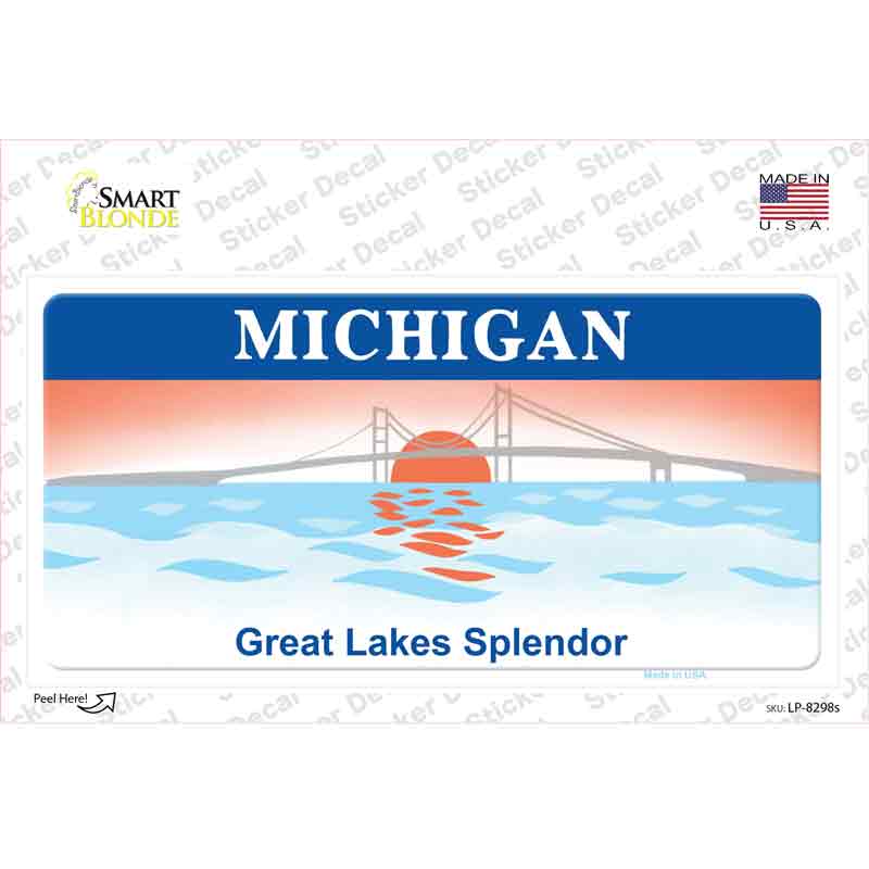 LP-8298s-M 6 x 3 in. Michigan Great Lakes Novelty Sticker Decal - Medium