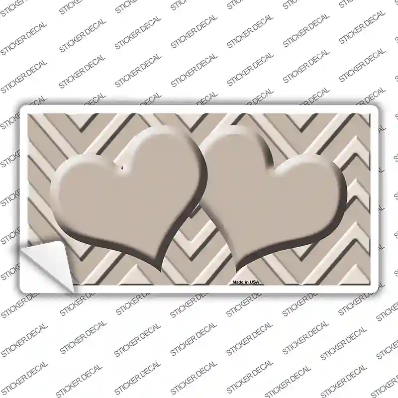 LP-4977s-S 3 x 1.5 in. Tan Light Tan Heart Chevron Novelty Sticker Decal - Small