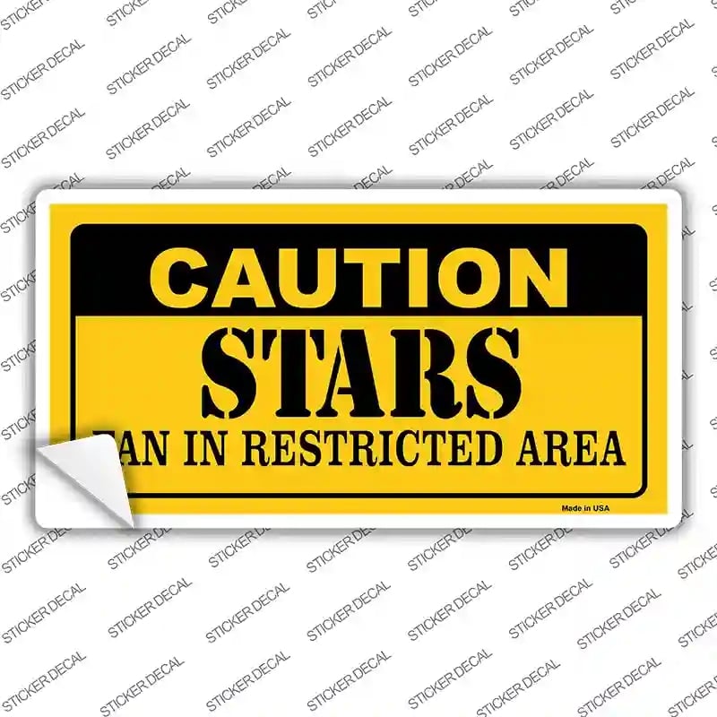 LP-2674s-S 3 x 1.5 in. Caution Stars Novelty Sticker Decal - Small