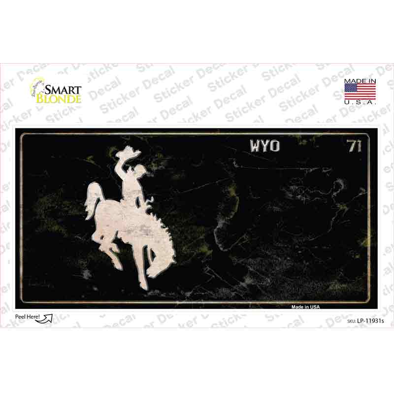 LP-11931s-M 6 x 3 in. Wyoming Black Rusty Novelty Sticker Decal - Medium