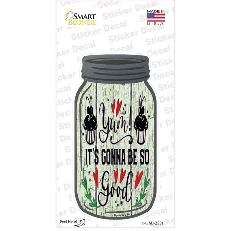 MJ-253s-M 6 x 3 in. Yum Muffins Novelty Mason Jar Sticker Decal - Medium