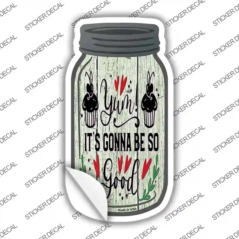MJ-253s-S 4 x 2 in. Yum Muffins Novelty Mason Jar Sticker Decal - Small