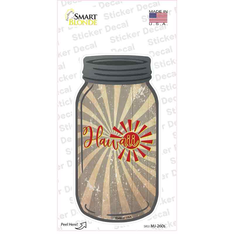 MJ-260s-M 6 x 3 in. Hawaii Sun Novelty Mason Jar Sticker Decal - Medium