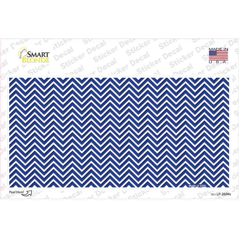 LP-2694s-M 6 x 3 in. Blue White Chevron Novelty Sticker Decal - Medium