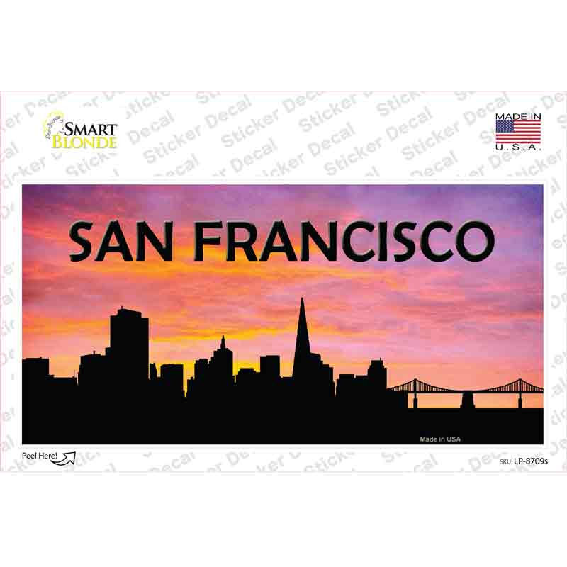 LP-8709s-M 6 x 3 in. San Francisco Silhouette Novelty Sticker Decal - Medium