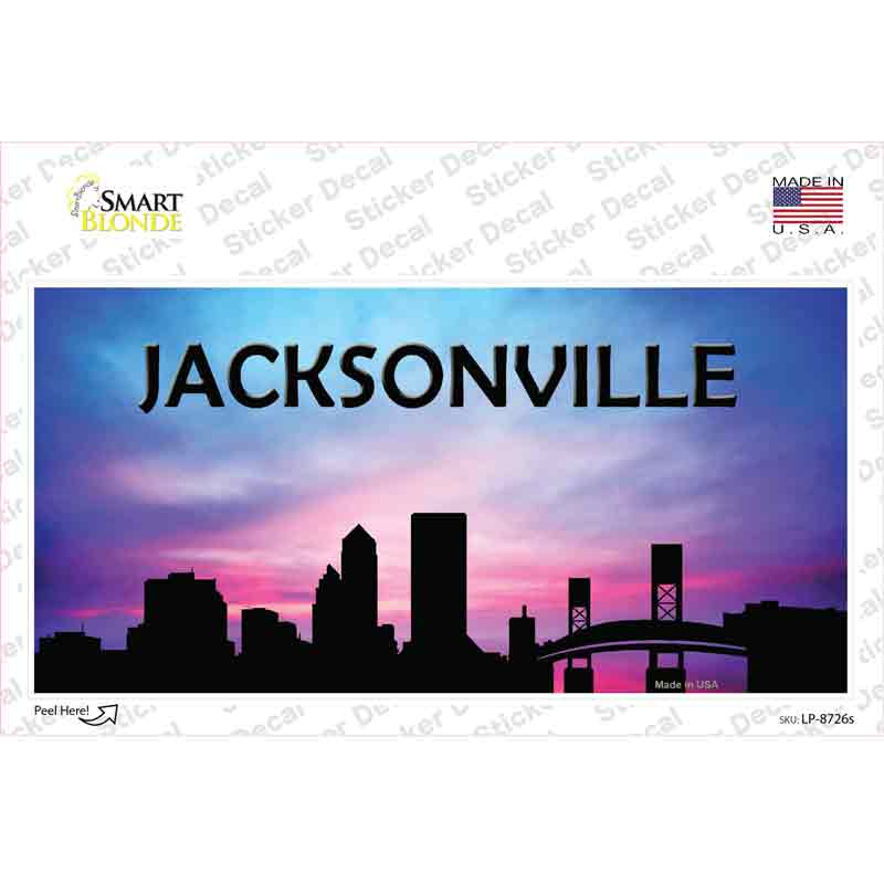 LP-8726s-M 6 x 3 in. Jacksonville Silhouette Novelty Sticker Decal - Medium