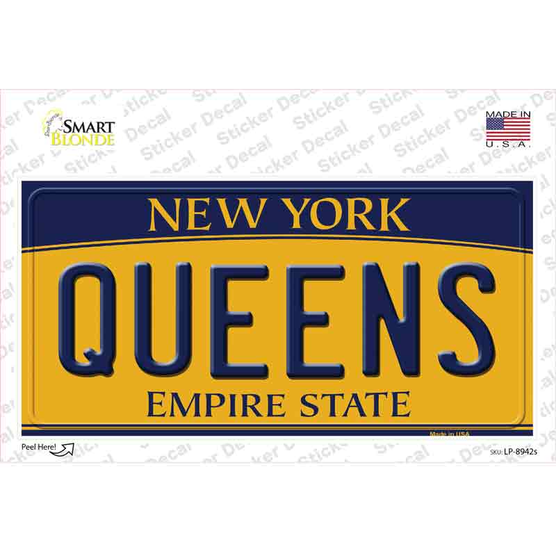 LP-8942s-M 6 x 3 in. Queens York Novelty Sticker Decal - Medium