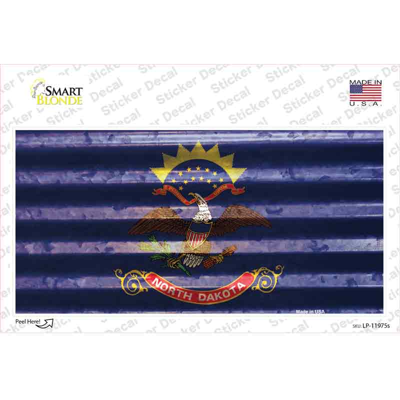 LP-11975s-M 6 x 3 in. North Dakota Corrugated Flag Novelty Sticker Decal - Medium