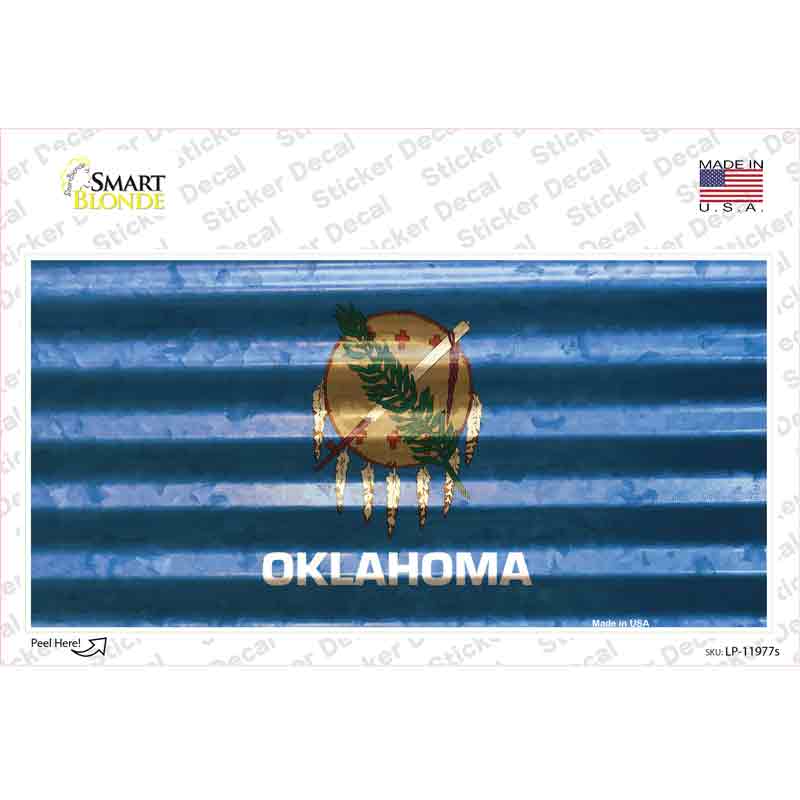LP-11977s-M 6 x 3 in. Oklahoma Corrugated Flag Novelty Sticker Decal - Medium