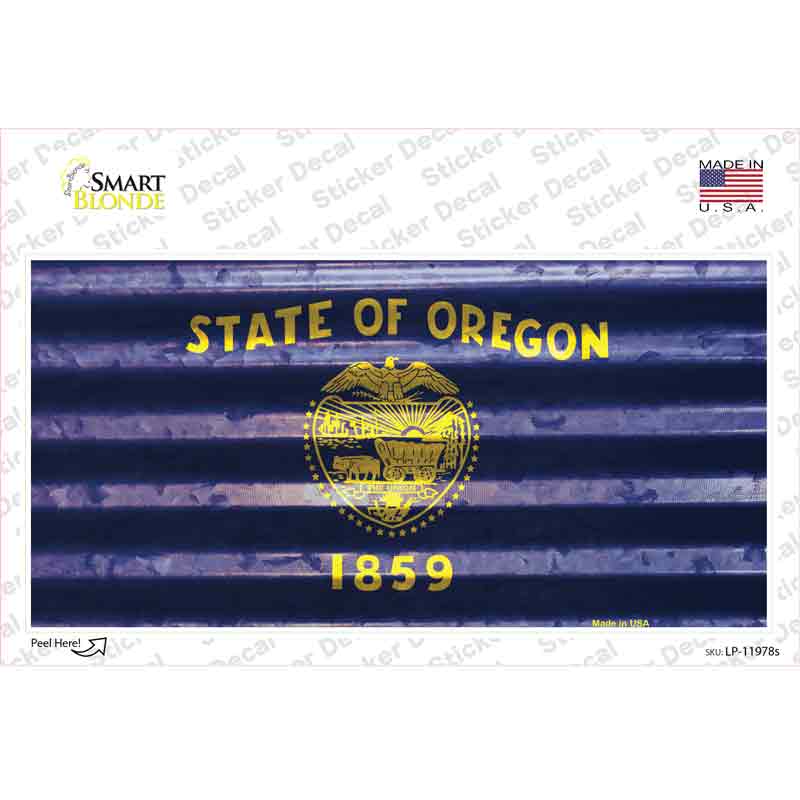 LP-11978s-M 6 x 3 in. Oregon Corrugated Flag Novelty Sticker Decal - Medium