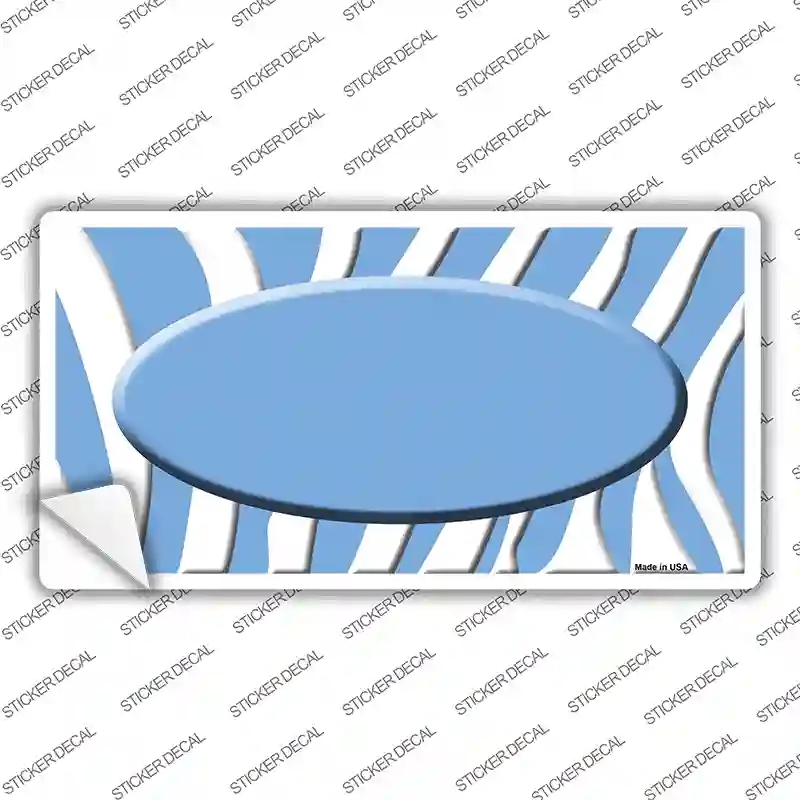 LP-2920s-S 3 x 1.5 in. Light Blue White Zebra Light Blue Center Oval Novelty Sticker Decal - Small