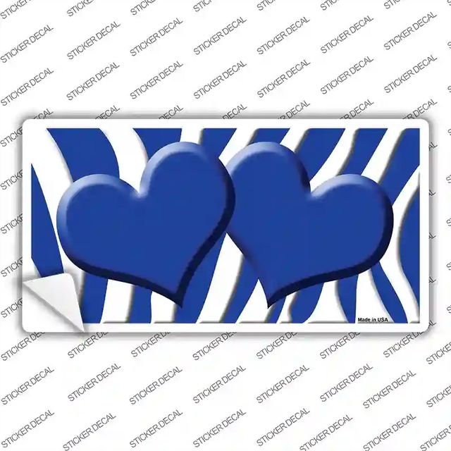 LP-2932s-XL 12 x 6 in. Blue White Zebra Blue Centered Hearts Novelty Sticker Decal - Extra Large