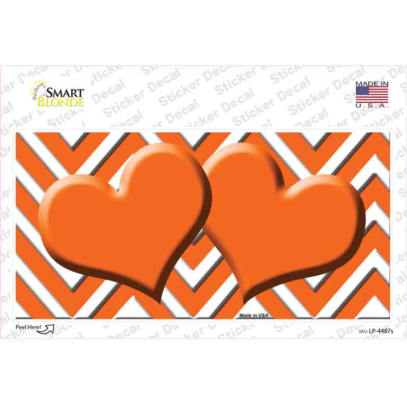 LP-4487s-M 6 x 3 in. Orange Chevron Hearts Novelty Sticker Decal - Medium