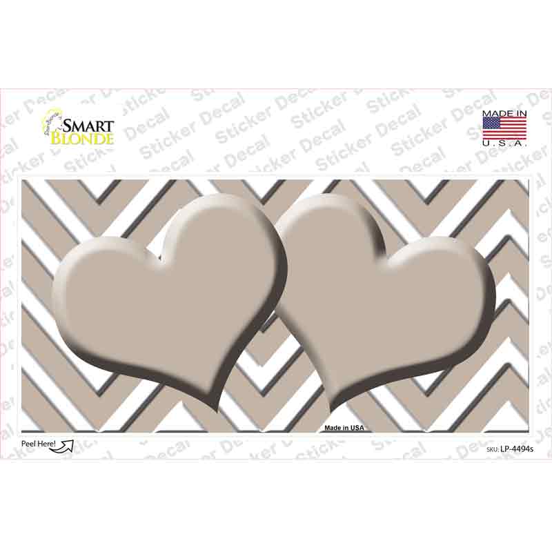 LP-4494s-M 6 x 3 in. Tan Chevron Hearts Novelty Sticker Decal - Medium