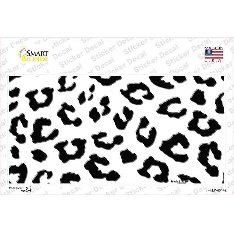 LP-4514s-M 6 x 3 in. White Black Cheetah Novelty Sticker Decal - Medium