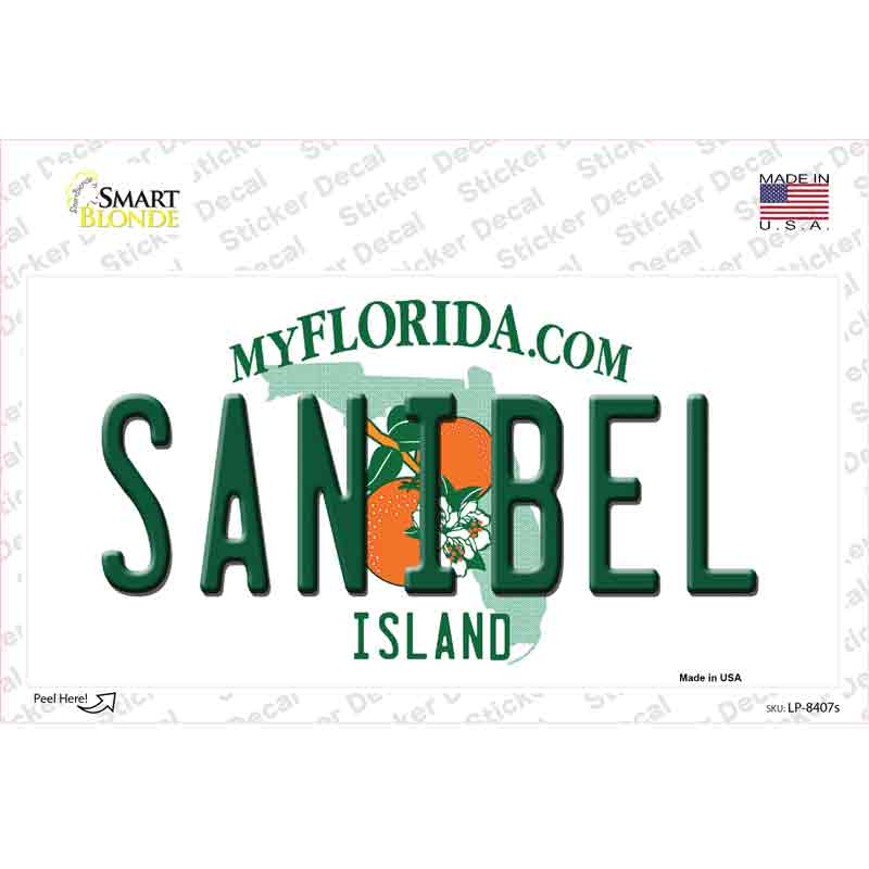 LP-8407s-M 6 x 3 in. Sanibel Florida Novelty Sticker Decal - Medium