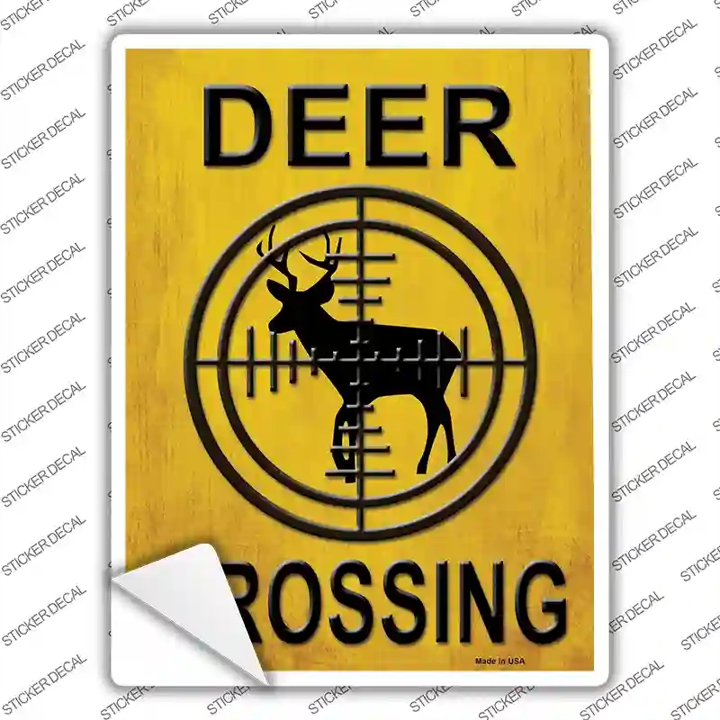 P-1124s-S 3 x 2.2 in. Deer Crossing Novelty Rectangle Sticker Decal - Small