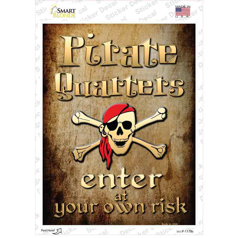 P-1178s-M 6 x 4.5 in. Pirate Quarters Novelty Rectangle Sticker Decal - Medium